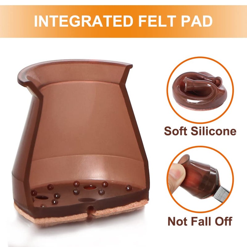 VIUME 24 Pcs Chair Leg Floor Protectors for Hardwood Floors Silicone Covers to Protect Wood Tile Floors Felt Bottom Furniture Leg Caps Anti-Scratch Reduce Noise (Fit:1.3""-2"") - Image 3